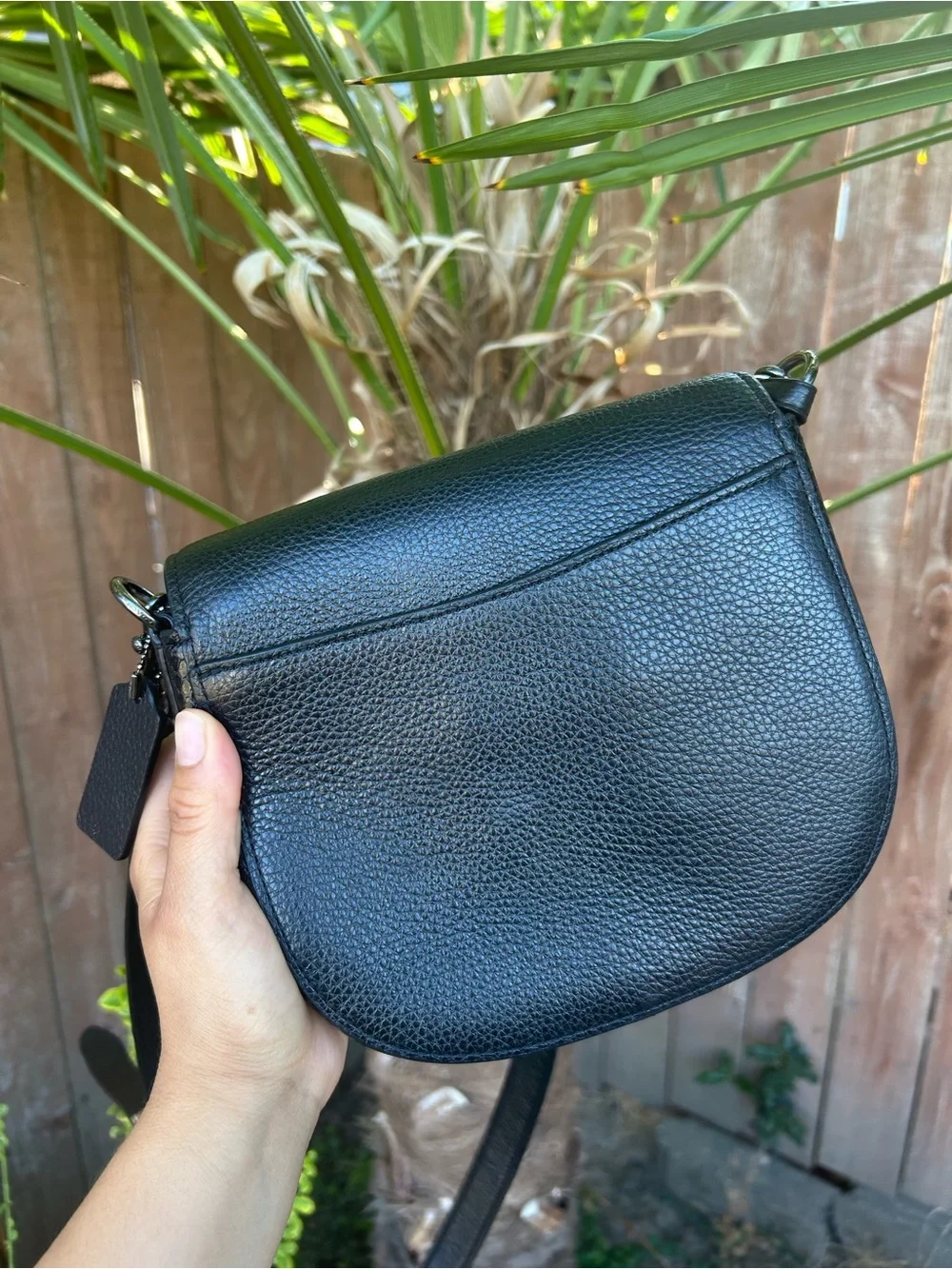 Coach Black Pebbled Leather Shoulder Crossbody with Charm Accent